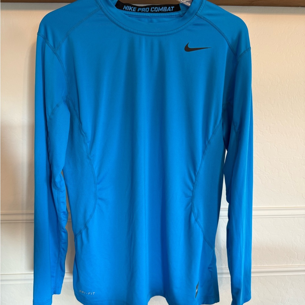 Nike Pro Combat Blue Long Sleeve Shirt